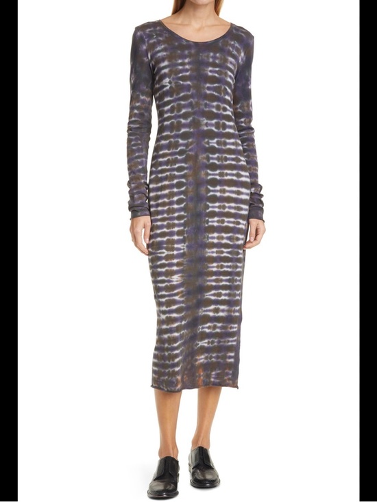Raquel Allegra Dresses & Skirts - Raquel Allegra Long-Sleeve Tie-Dye Midi Dress in Purple and Gray